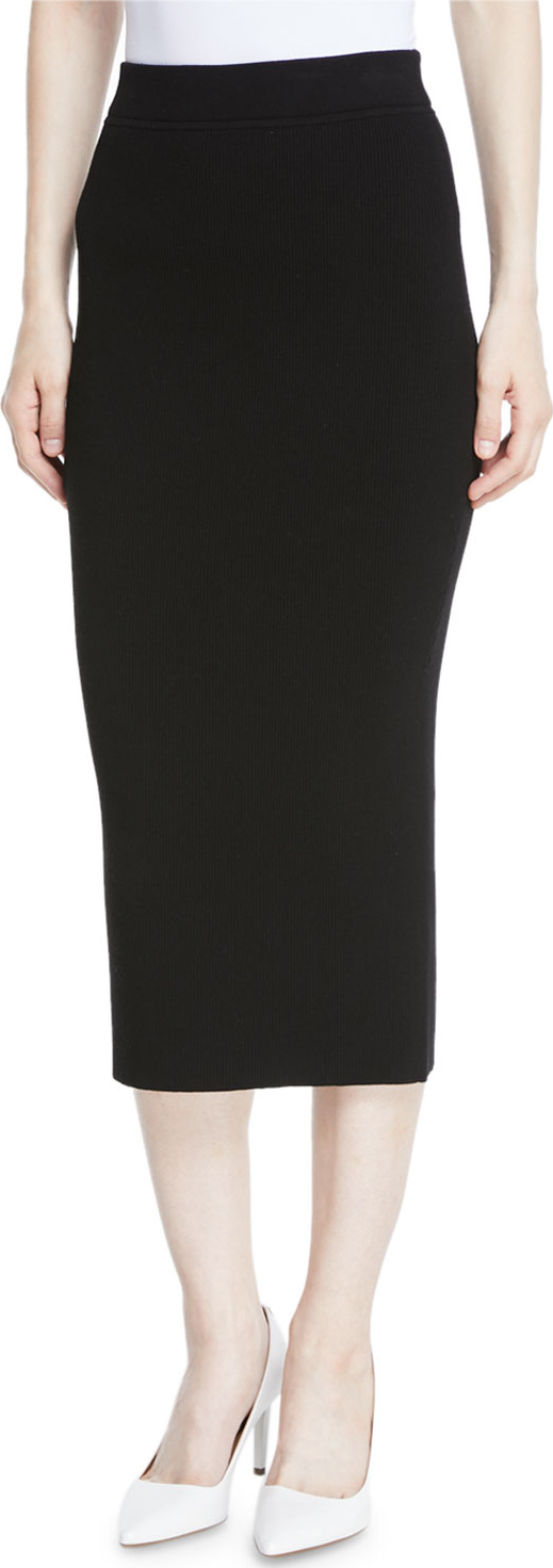 Michael Kors Collection Long Ribbed Cashmere Midi Pencil Skirt