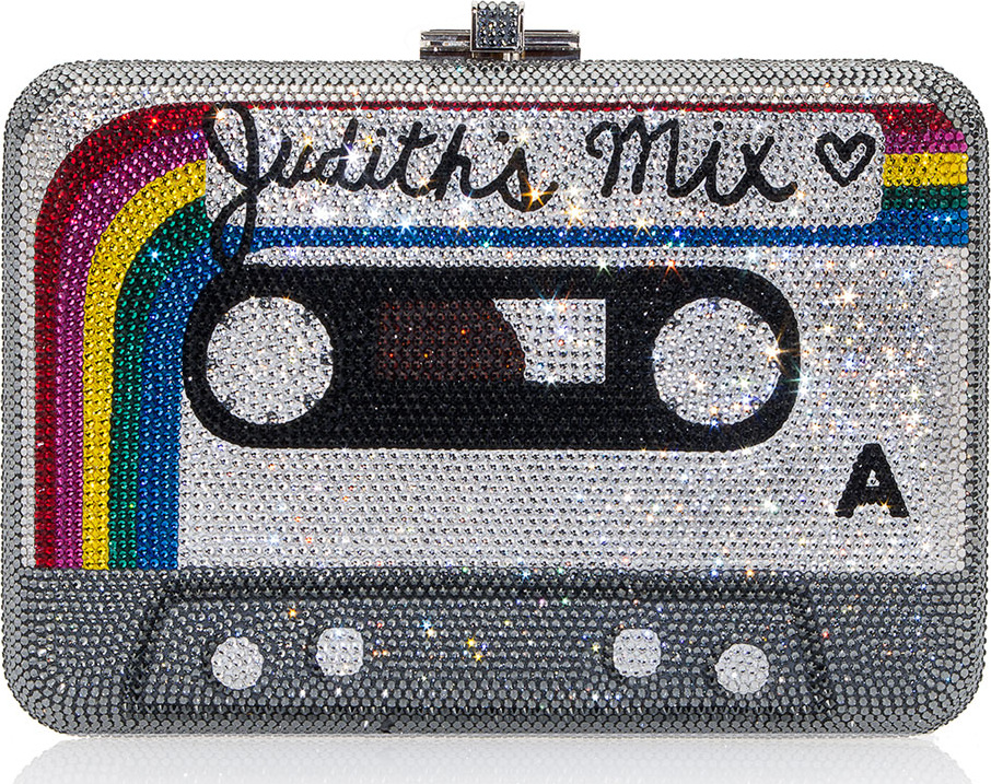 Judith Leiber Rainbow Mix Tape Slim Slide-Lock Clutch Bag