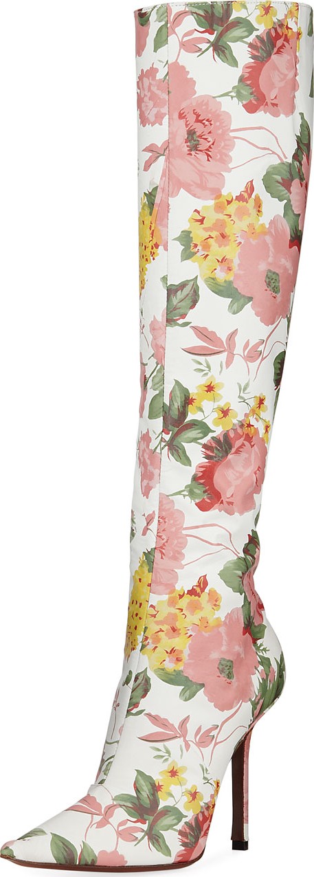 Vetements Floral-Wrap Paper Mache Knee Boots