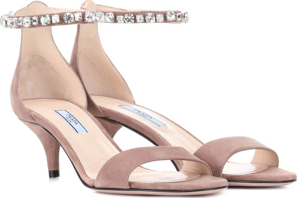 Prada Embellished suede sandals