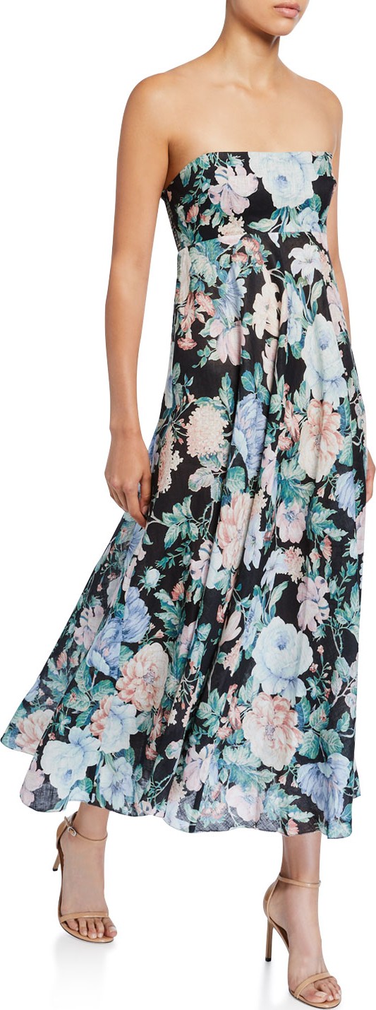 Zimmermann Verity Strapless Floral Long Dress