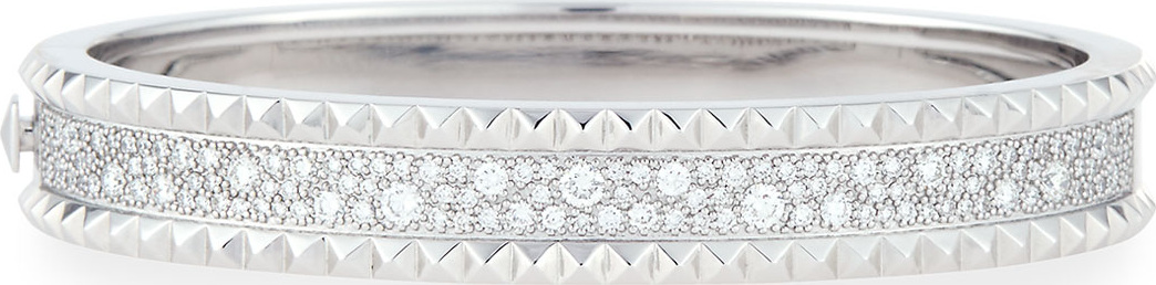 Roberto Coin ROBERTO COIN ROCK & DIAMONDS Slim 18K White Gold Bangle Bracelet