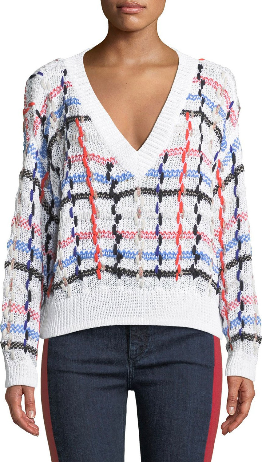 Rag & Bone Lloyd V-Neck Multicolor Chunky Knit Sweater
