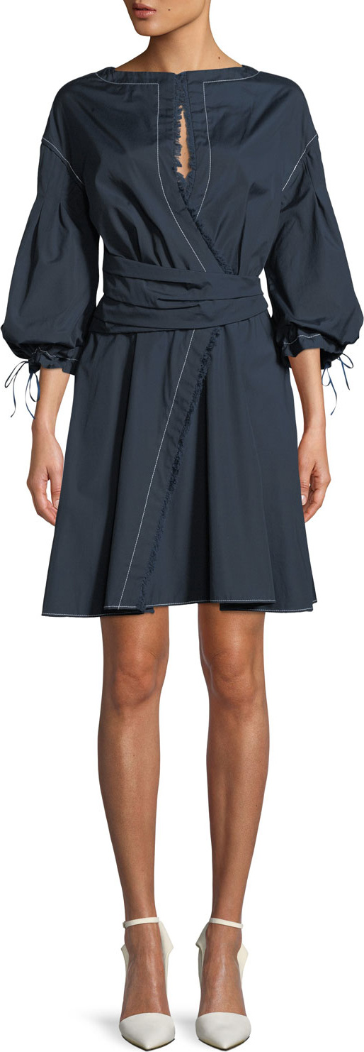 Tanya Taylor Rachele Wrapped Poplin Mini Dress