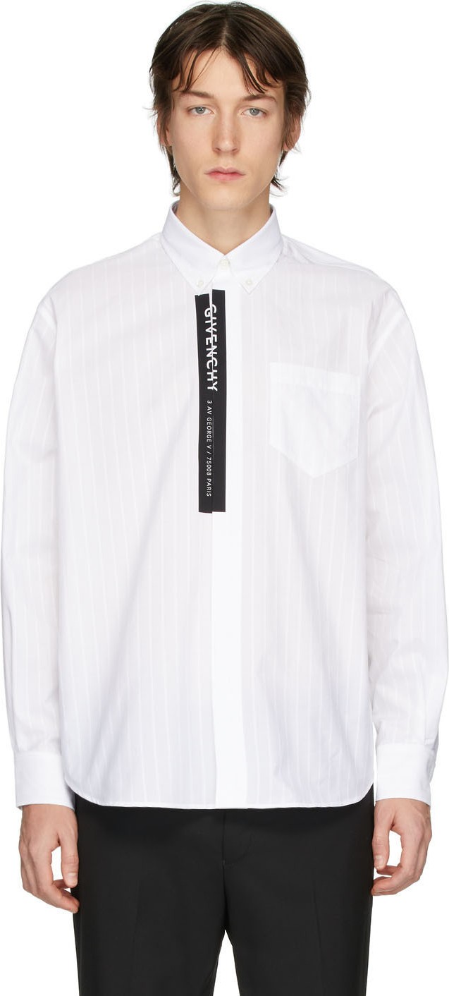 Givenchy White Poplin Logo Tape Shirt