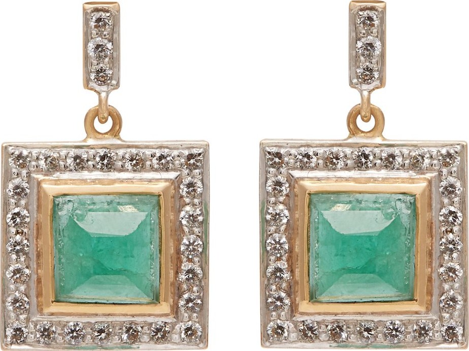Jade Jagger Diamond, emerald & 18kt gold drop earrings