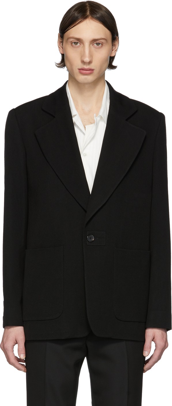 Ann Demeulemeester Black Wool Lainecotton Blazer