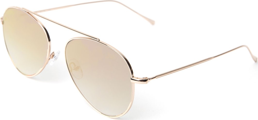 Illesteva Single-Bridge Steel Aviator Sunglasses, Gold