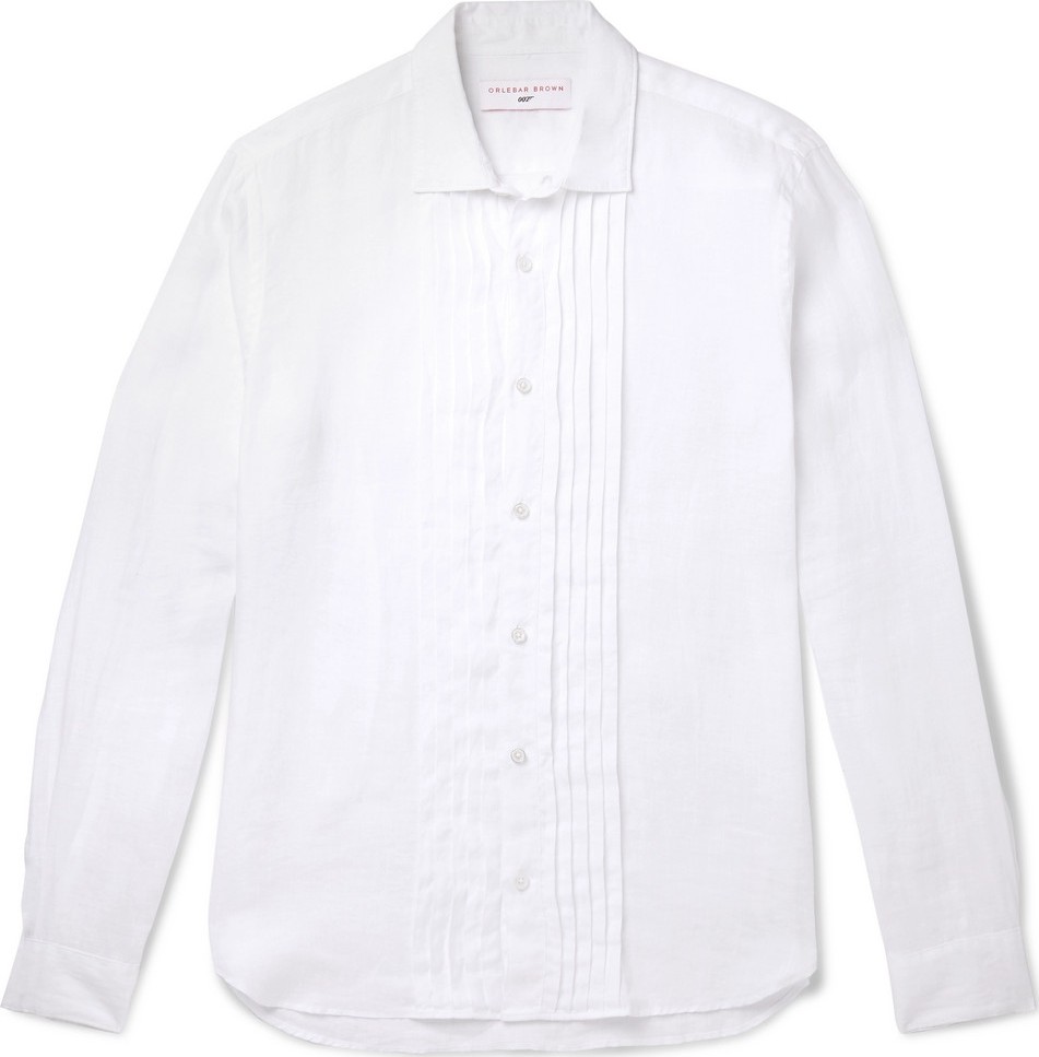 Orlebar Brown + 007 On Her Majesty's Service Pleated Linen Shirt