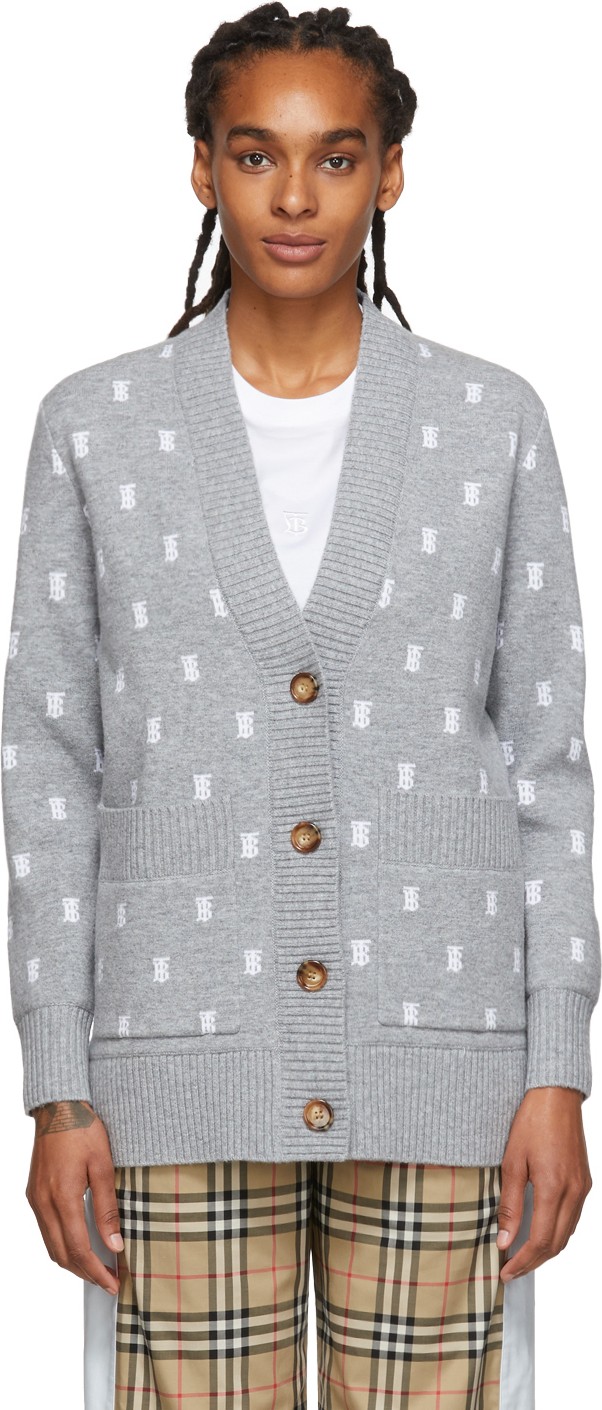 Burberry London England Grey Monogram Palena Cardigan