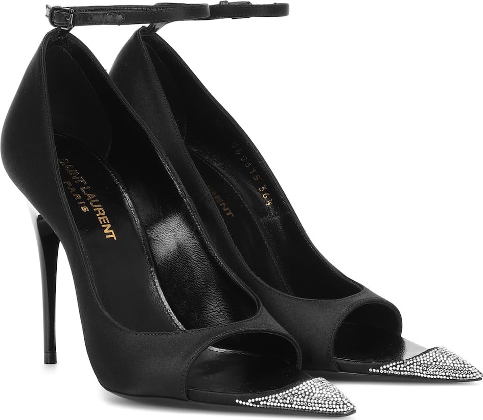 Saint Laurent Edwige embellished satin sandals