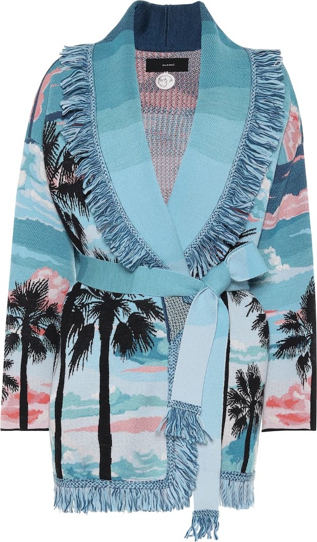 Alanui Wool-blend jacquard cardigan