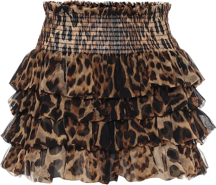 Saint Laurent Leopard-print silk miniskirt