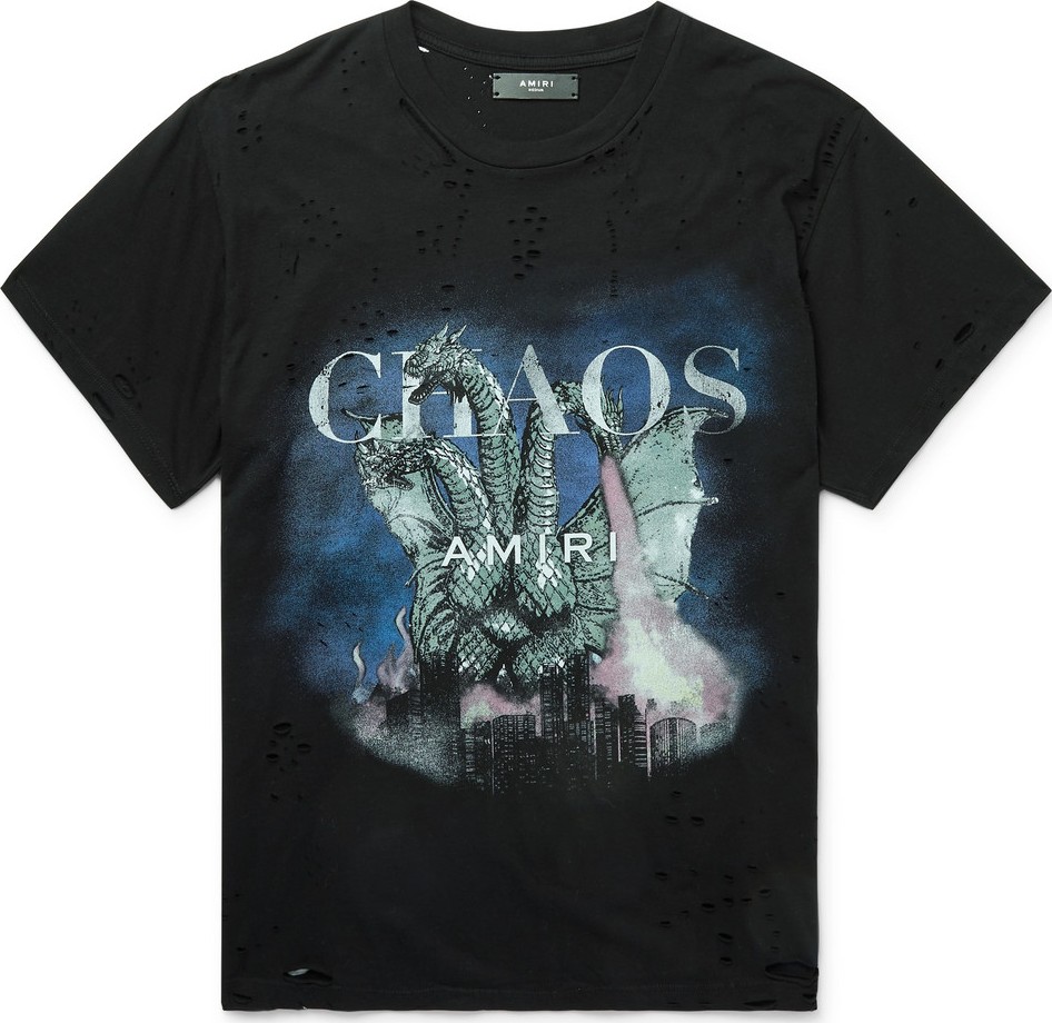 Amiri Distressed Printed Cotton-Jersey T-Shirt