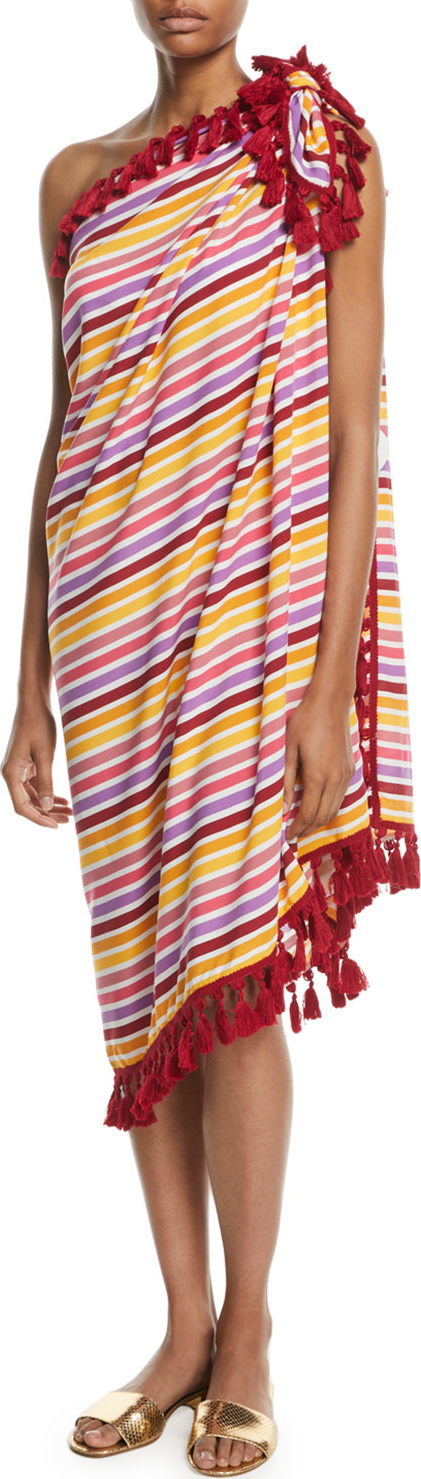 TULAROSA Delilah Striped Coverup Pareo w/ Tassels