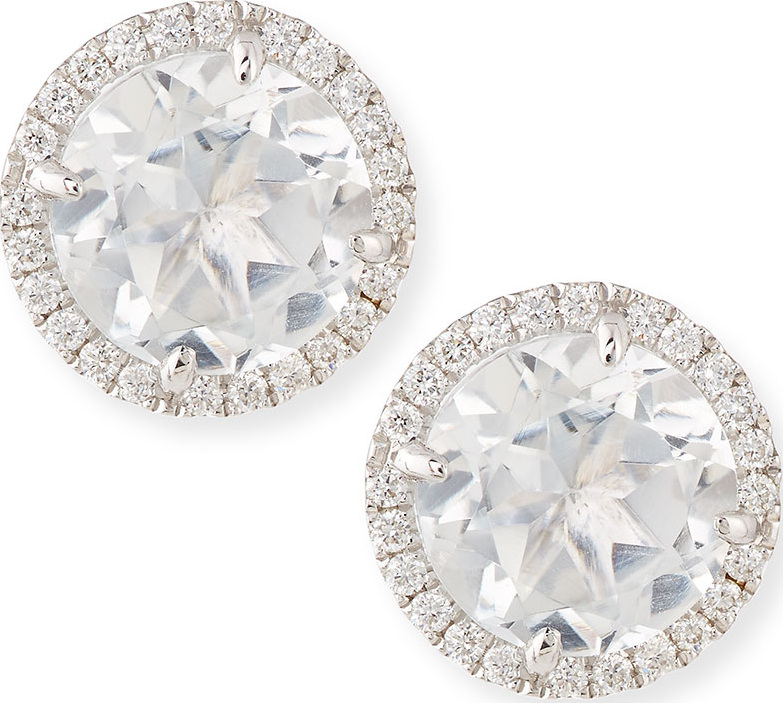 Frederic Sage White Topaz & Diamond Stud Earrings