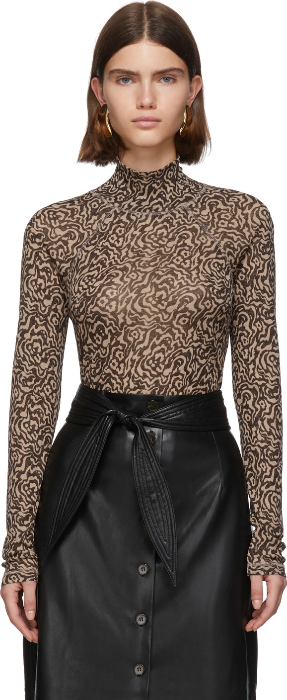 Nanushka Pink & Brown Madi Turtleneck