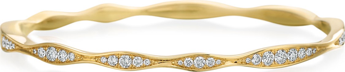 Maria Canale 18k Gold Half Diamond Wave Bangle