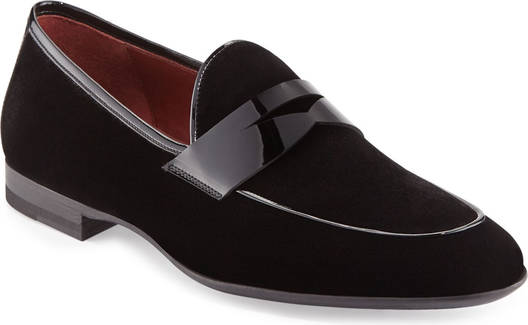 MAGNANNI Velvet Formal Penny Loafer, Black