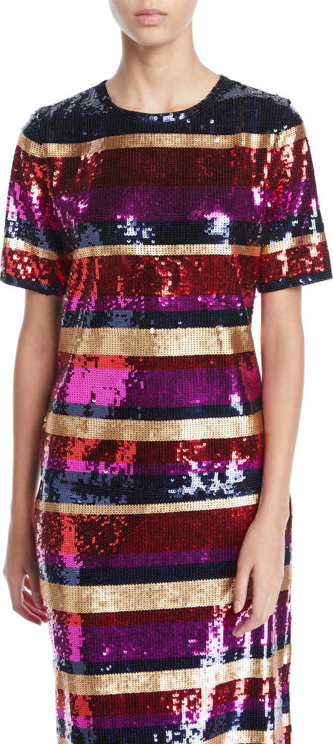 Trina Turk Gin Fizz Striped Sequin Top