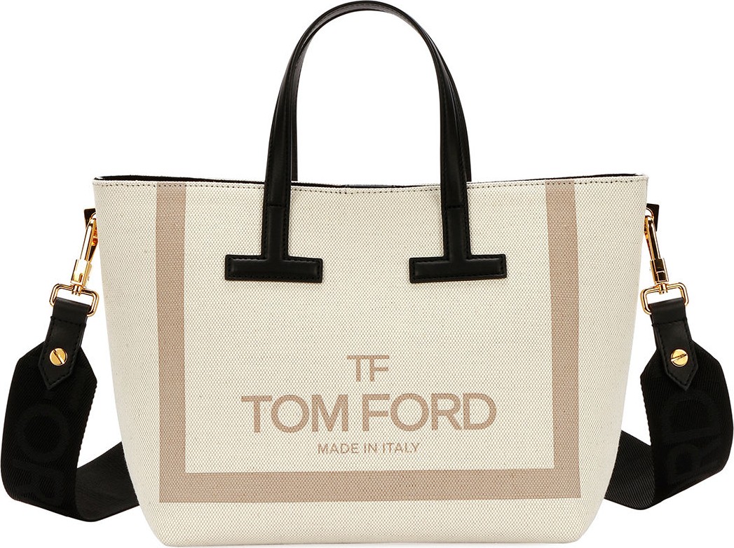 TOM FORD Printed Canvas and Leather T Tote Bag