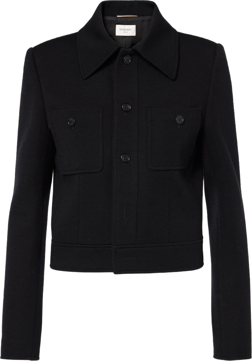 Saint Laurent - Cropped wool-blend jersey jacket