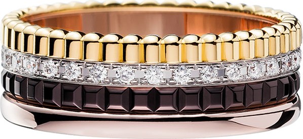 Boucheron Classic Quatre 18k Four-Color Gold Small Diamond Band Ring, Size 53