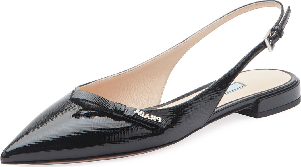 Prada Pointed Slingback Ballet Flats