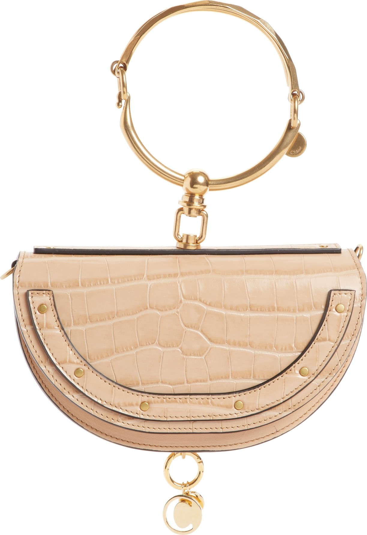 Chloe Nile Bracelet Croc Embossed Leather Minaudière