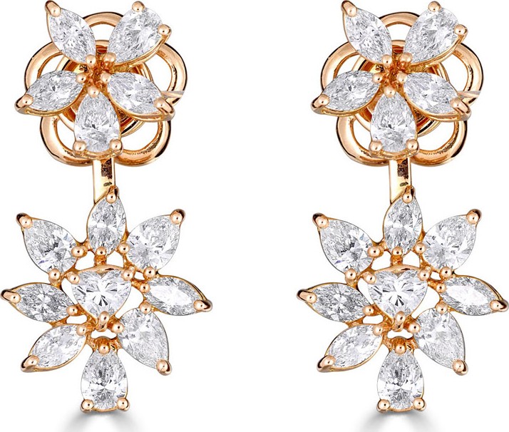 ZYDO Luminal 18k Rose Gold Diamond Flower Earrings