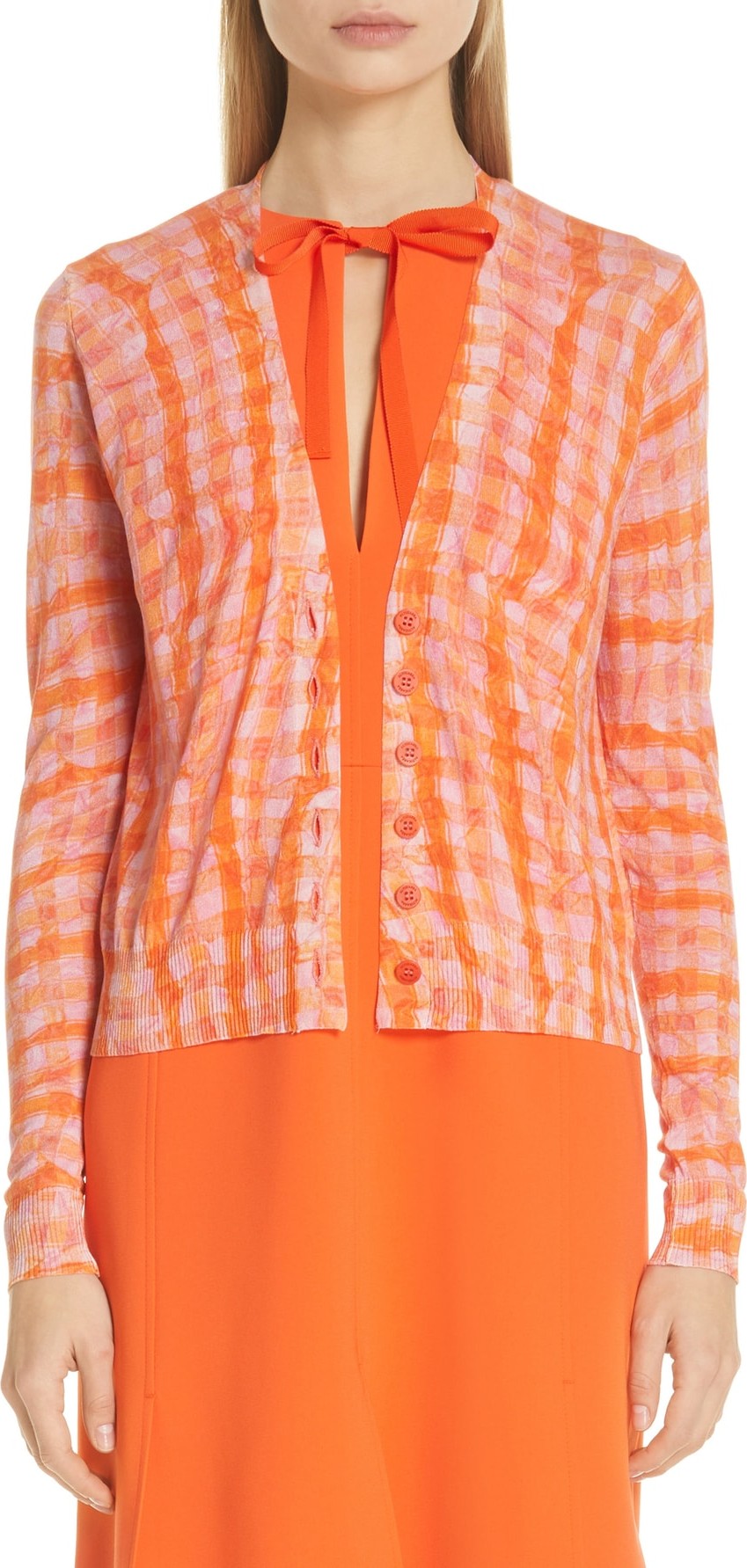 Altuzarra Gingham Print Lightweight Cardigan