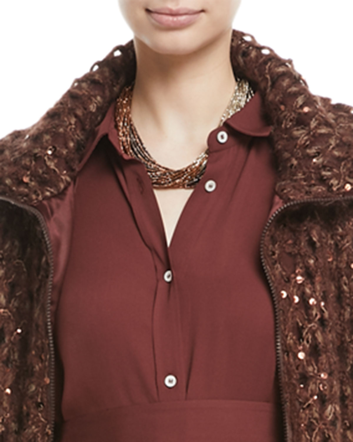 Brunello Cucinelli Multicolored Beaded Silvertone Rhinestones Choker