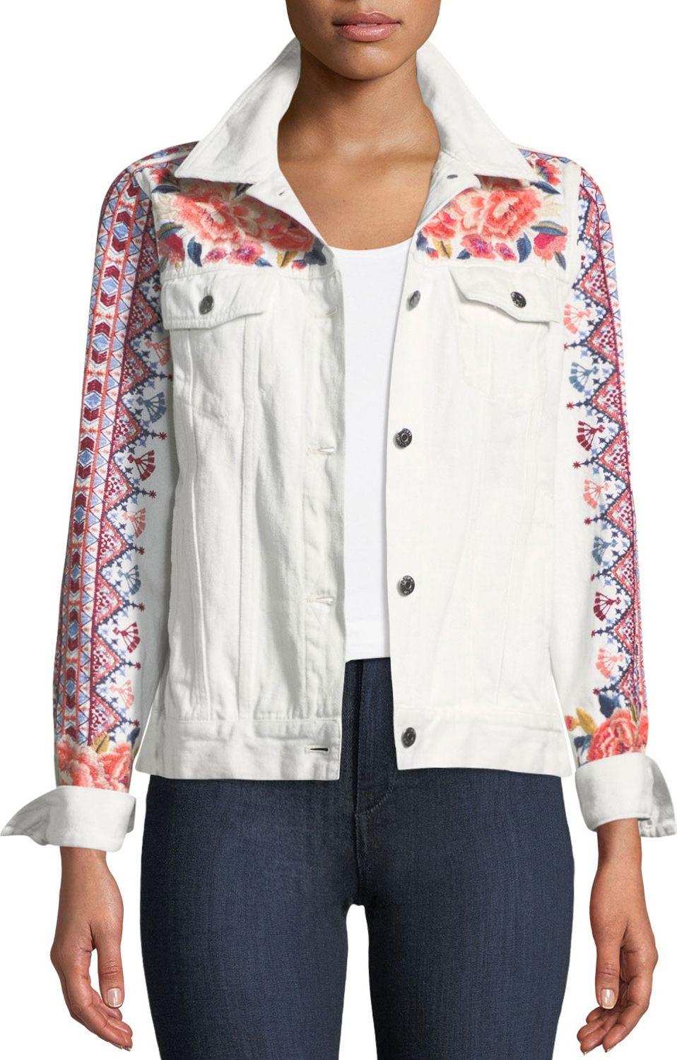 Johnny Was Denim Jacket with Embroidery