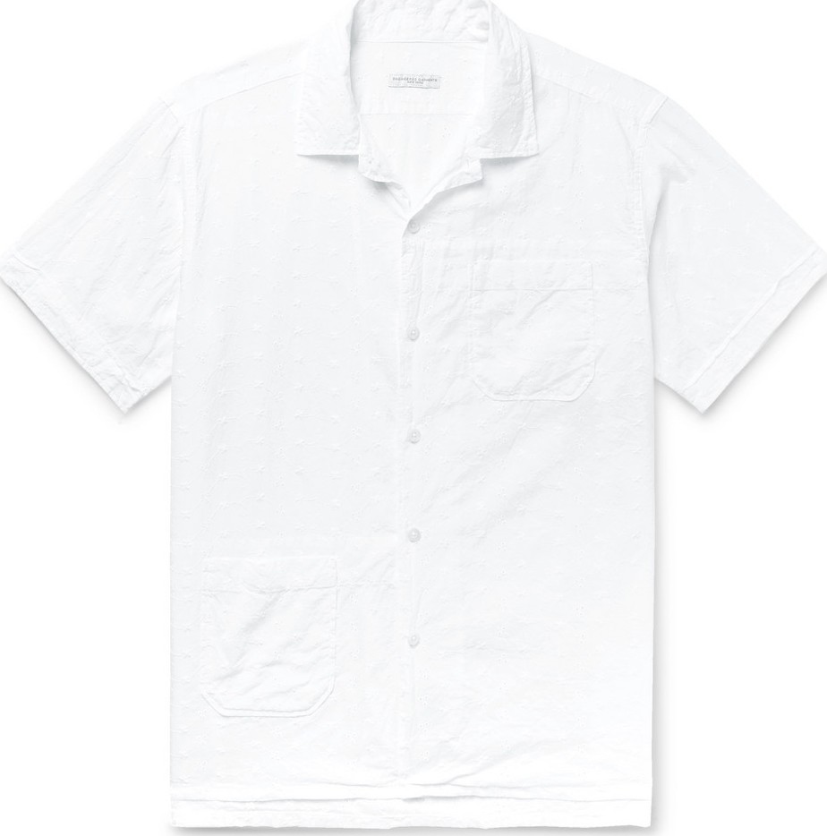 Engineered Garments Camp-Collar Eyelet-Embellished Cotton Shirt