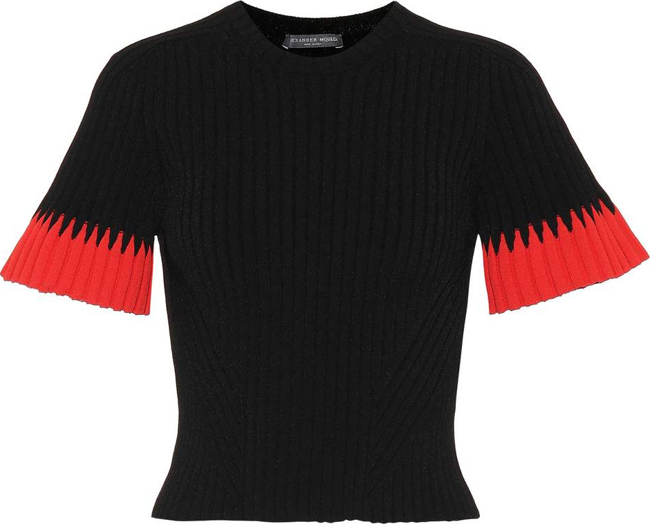Alexander McQueen Ribbed bell-sleeve sweater