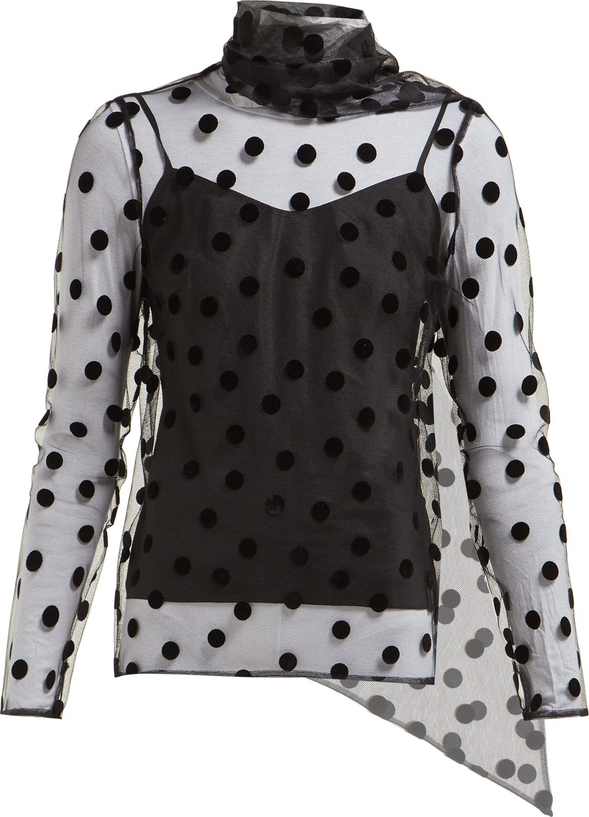 Erdem Yovanna tie-neck polka-dot tulle top