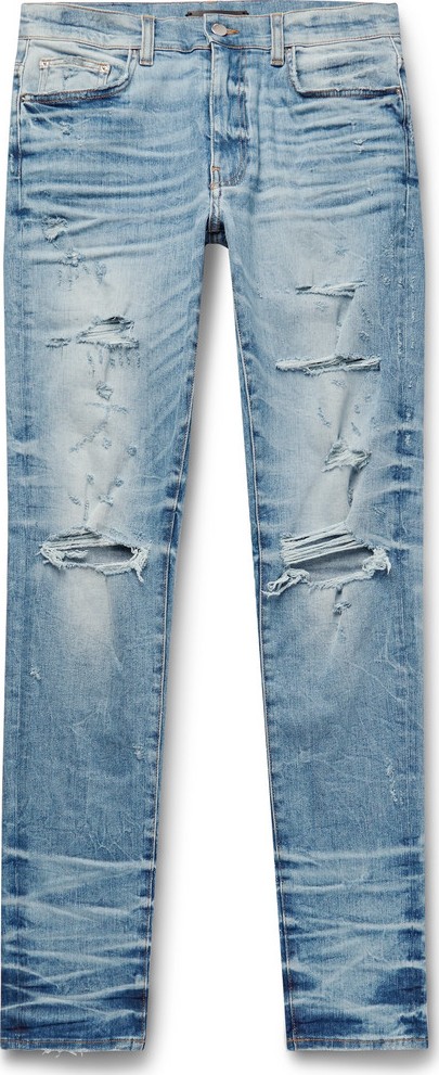 Amiri Thrasher Plus Skinny-Fit Distressed Stretch-Denim Jeans
