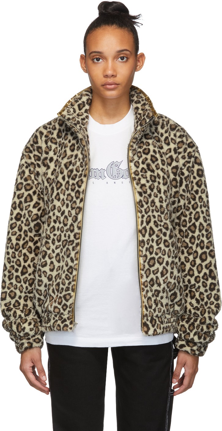 Noon Goons Brown & Gold Faux-Fur Leopard Jacket