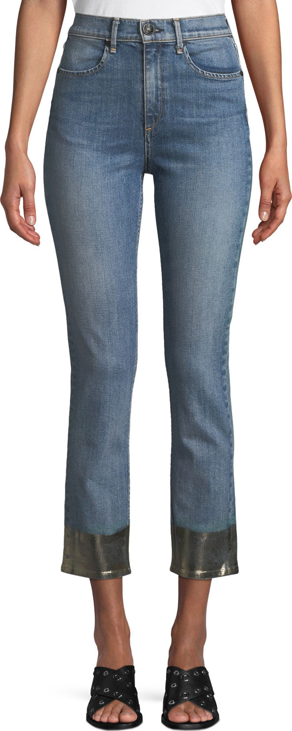Rag & Bone Ankle Cigarette Jeans w/ Metallic Hem