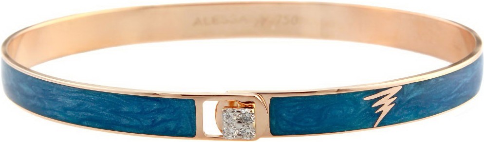 Alessa Jewelry Spectrum 18k Rose Gold Paint & Diamond Bangle, Blue, Size 18