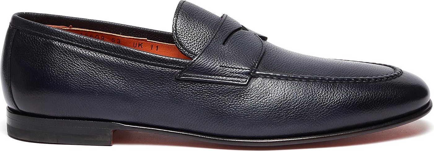 Santoni 'Carlos' flexi grainy leather penny loafers