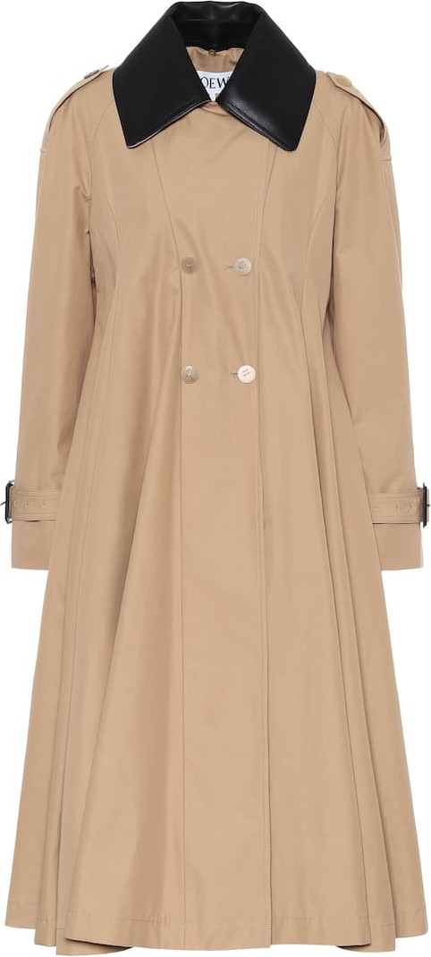LOEWE Leather-trimmed cotton coat