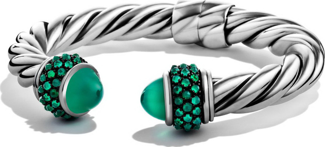 David Yurman Renaissance Reverse-Set Bracelet with Green Onyx