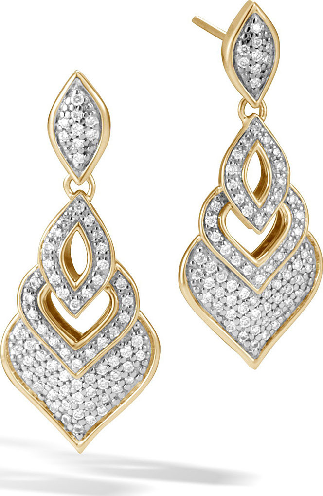 John Hardy 18k Legends Naga Diamond Drop Earrings