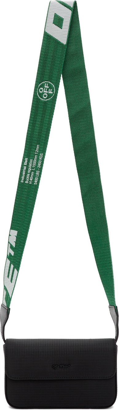 Off White Black Ripstop Flap Crossbody Bag