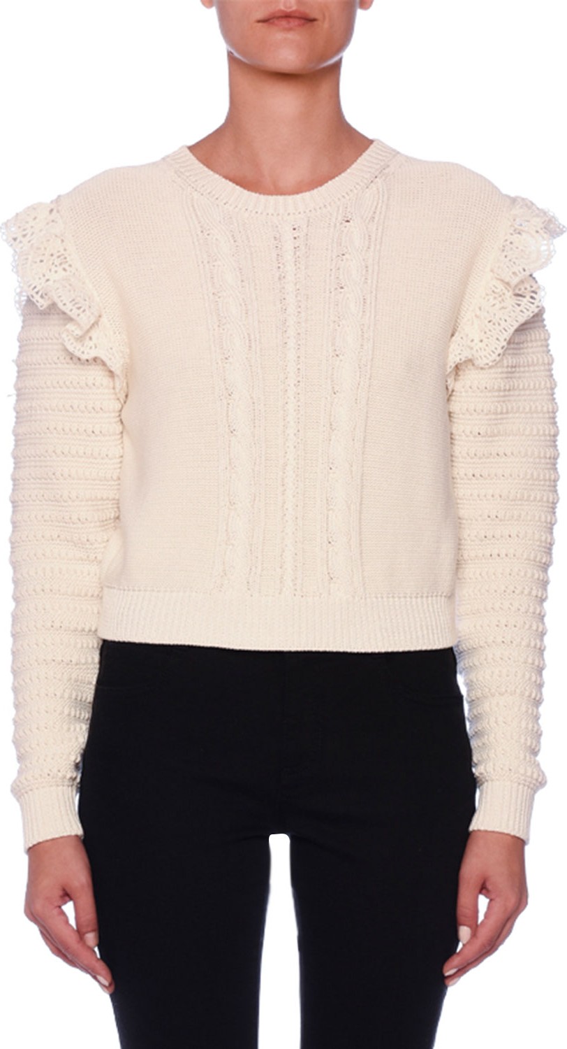 Stella McCartney Crocheted-Ruffled Cotton Crop Sweater