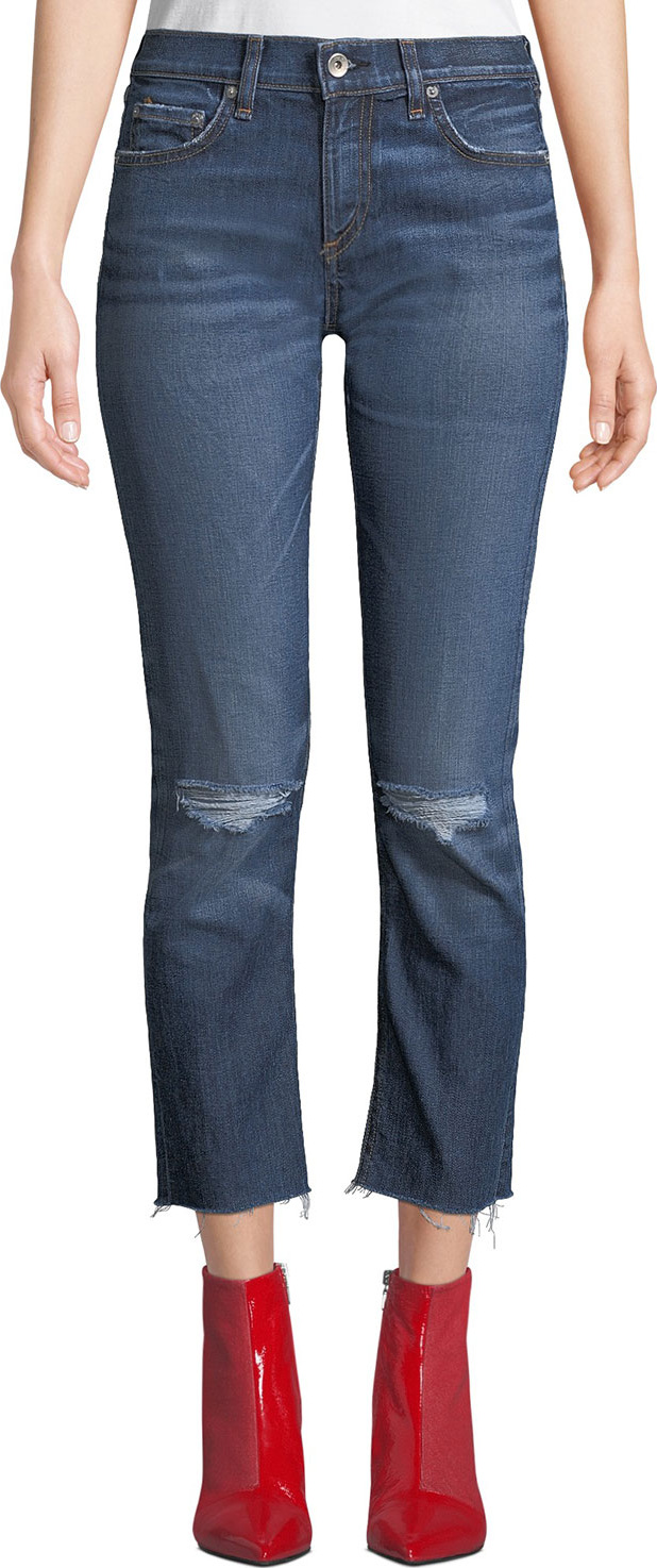 Rag & Bone Dre Ankle Straight-Leg Jeans w/ Raw-Edge