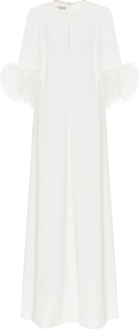 ELIE SAAB Feather-trimmed crêpe gown