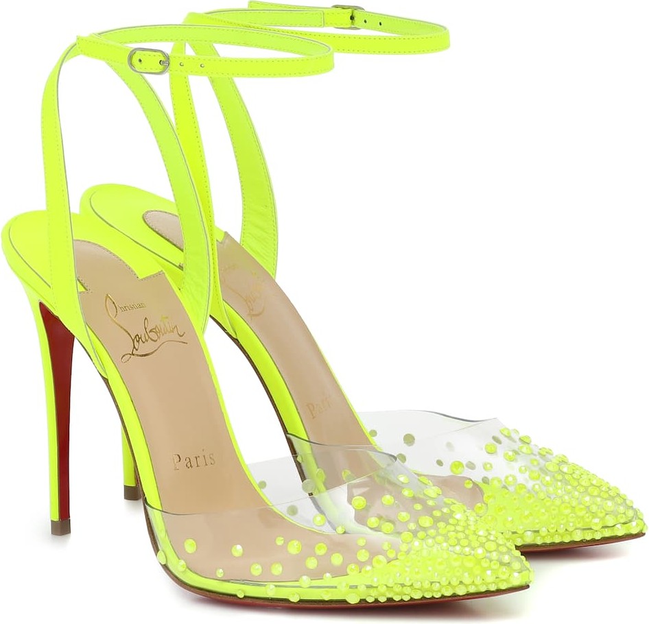 Christian Louboutin Spikaqueen 100 leather and PVC pumps