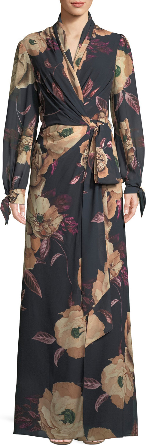 Camilla And Marc Mariposa Long Wrap Dress in Floral Print